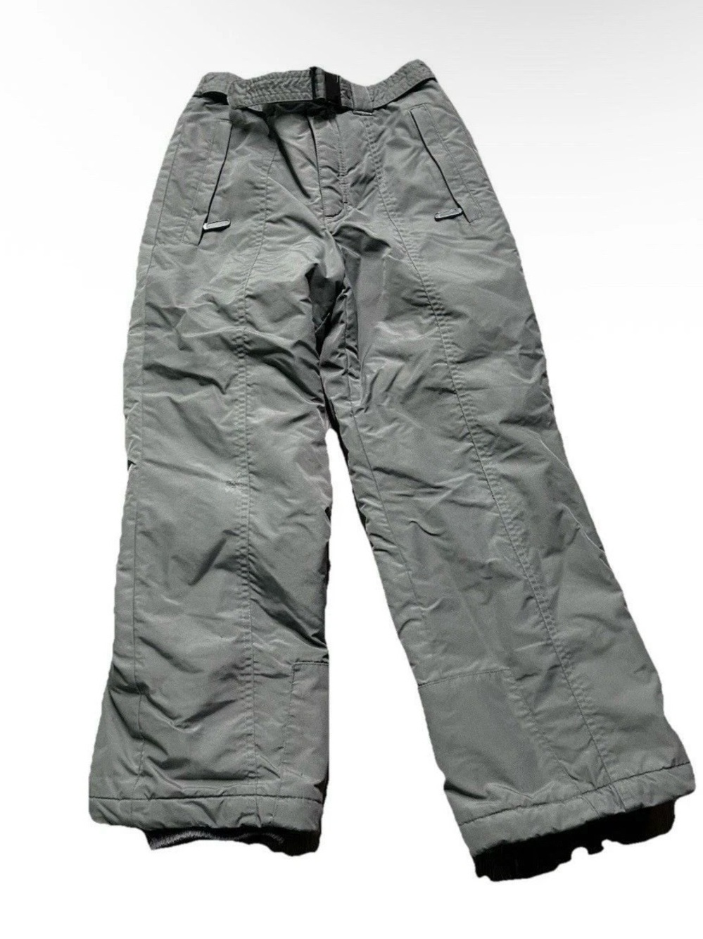 Columbia Grey Snow Pants Belted Waist Small Flaw On Knee Size 7/8